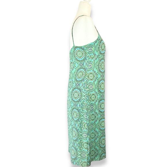 Y2K Babydoll Vintage Blue Green Medallion Phoebe Buffay Midi Slip 90s Dress L/XL - Picture 4 of 6